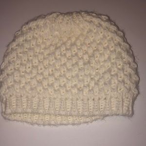 white knit beanie